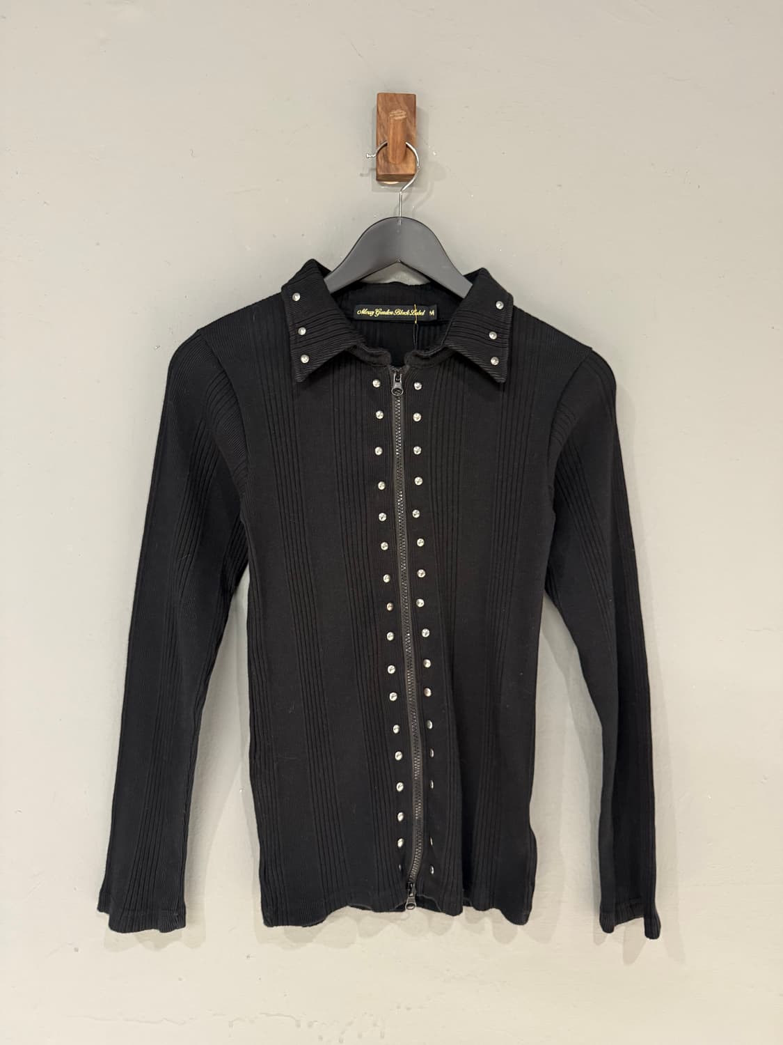 stud detail ribbed 2-way zip-up 상품이미지4