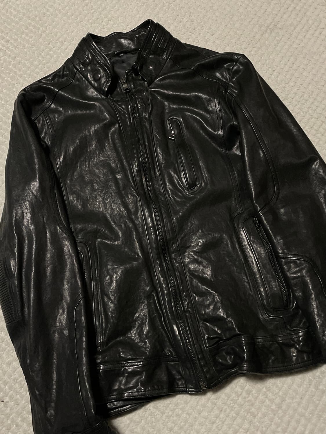 [48] 광희시장 웨스턴 무드 램스킨 양가죽 절개 레더 자켓 상품이미지7