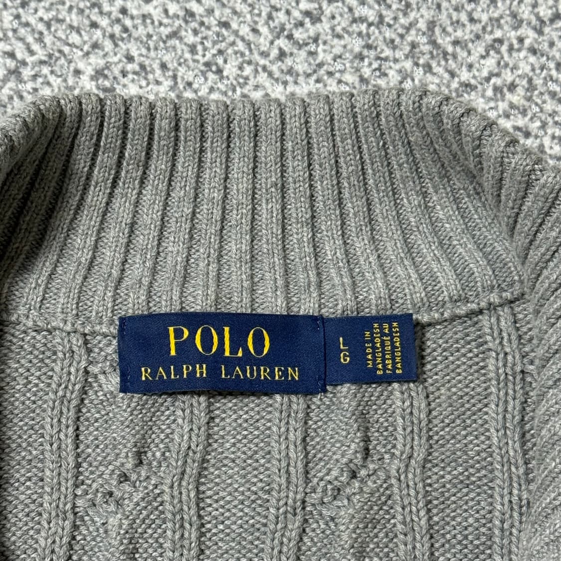 폴로 랄프로렌 꽈배기 니트 반집업 L 상품이미지5