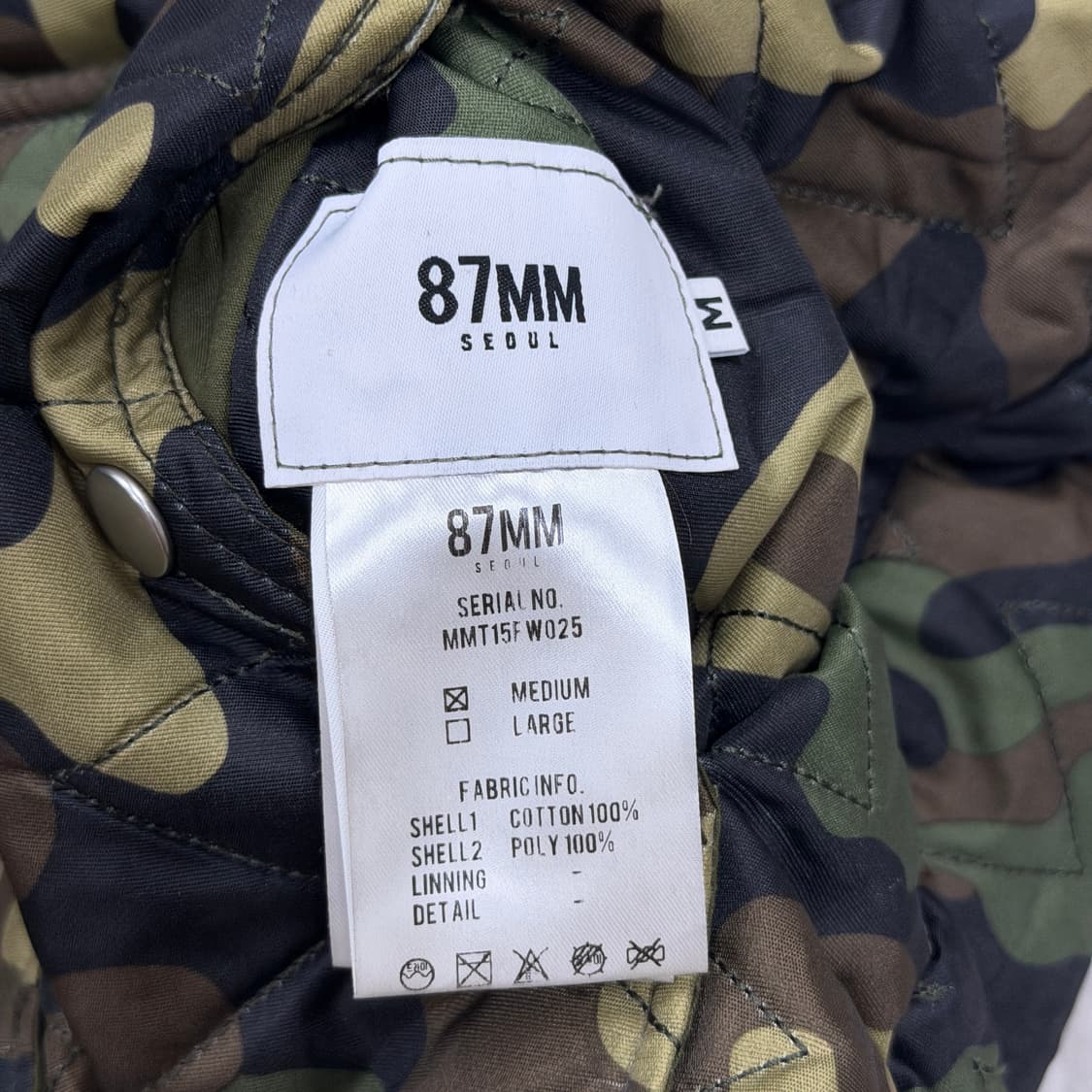 87MM mmlg 카모 퀄팅 카키 리버서블 양면 조끼 베스트 M 상품이미지5