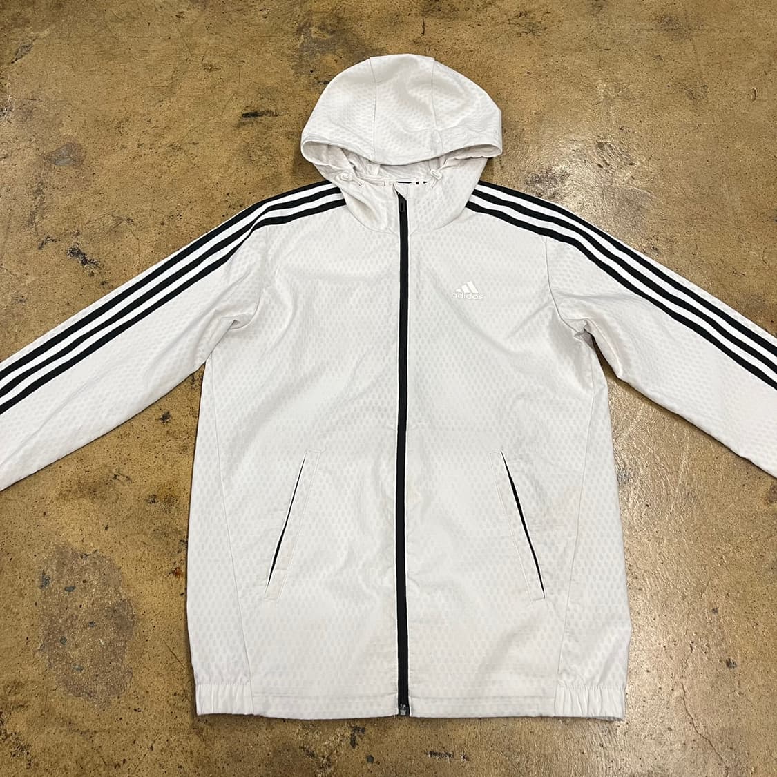 [정품/M] 아디다스 화이트 삼선 후드 바람막이 b10 상품이미지3