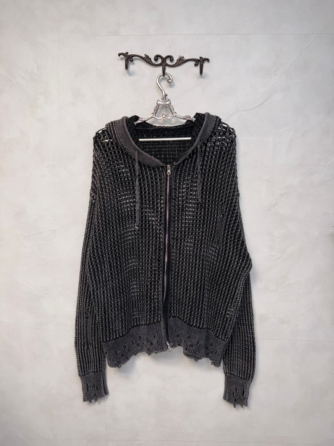  Pigment charcoal grunge net warmer 후드집업 상품이미지1