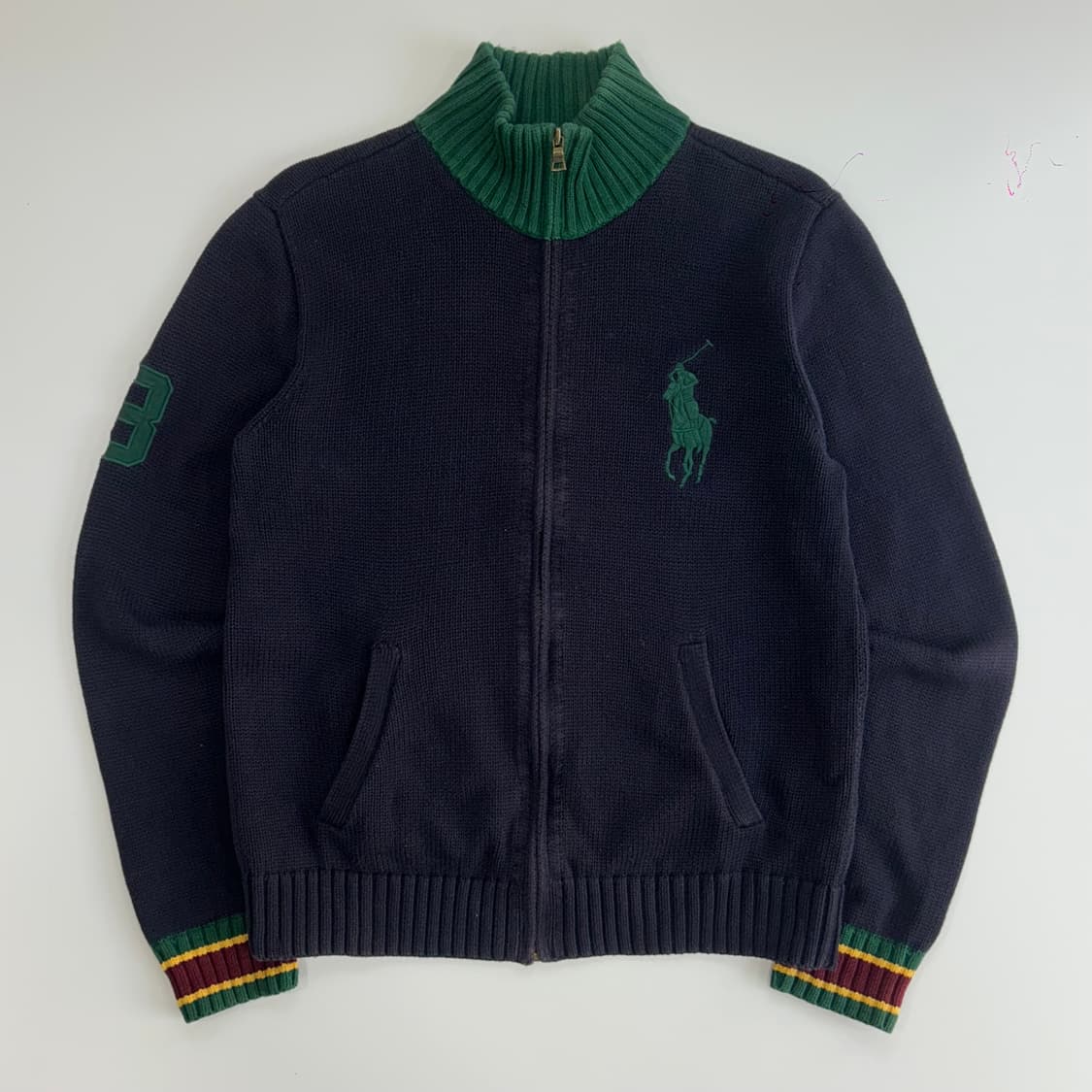 Polo 폴로 그린 빅포니 네이비 니트 집업 상품이미지3