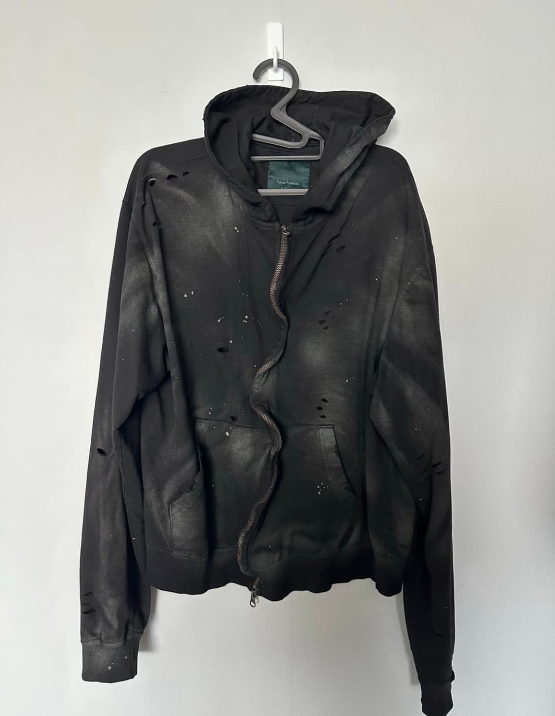  언더마이카 빈티지 웨이빙 지퍼 슬림핏 후드집업 상품이미지3