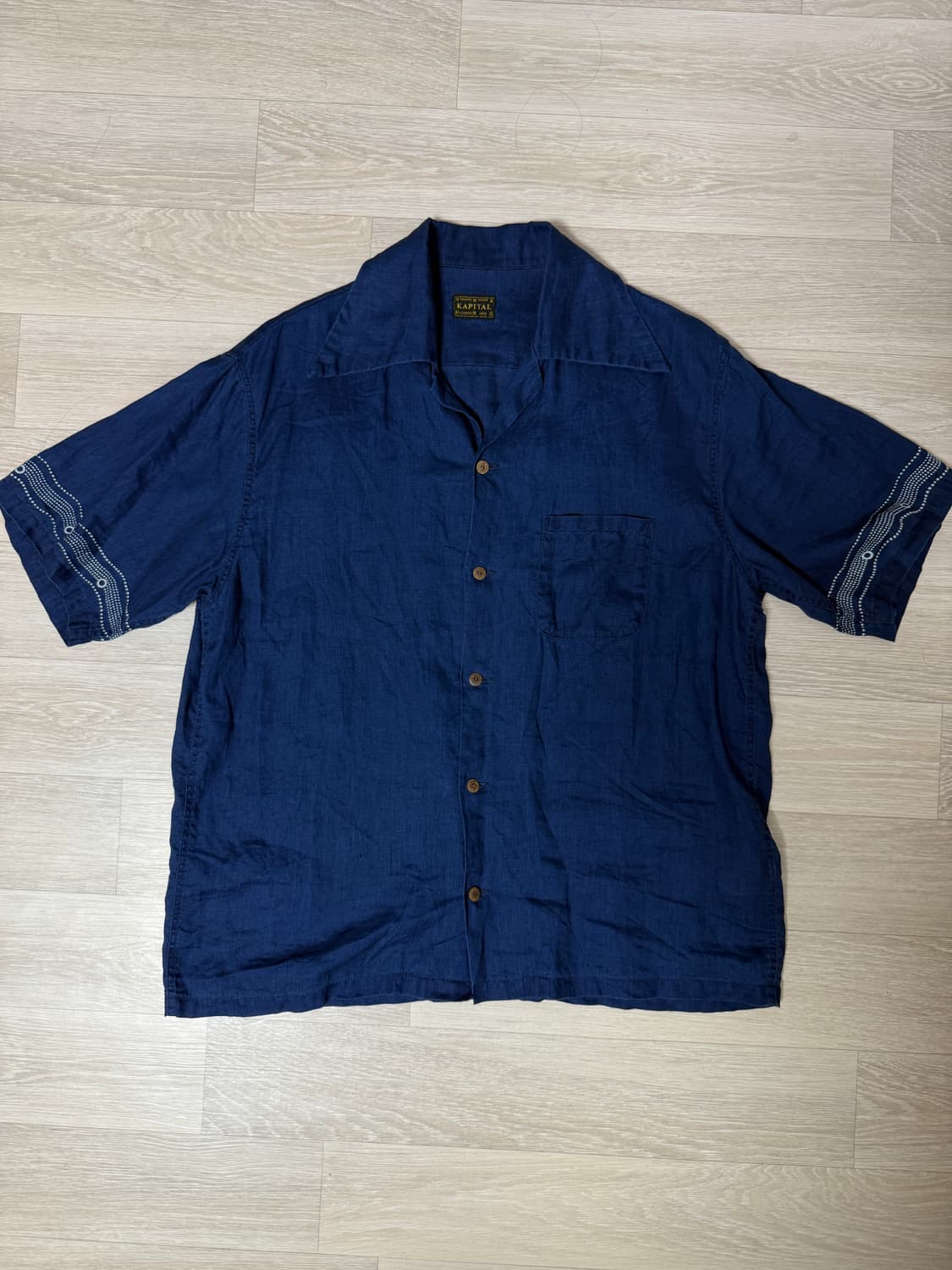 캐피탈 프렌치 크로스 리넨 알로하 셔츠 인디고 상품이미지1