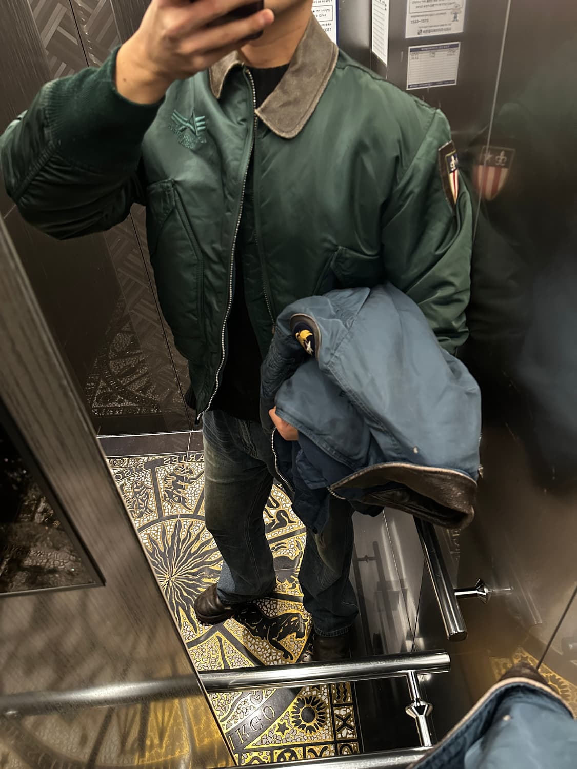 알파인더스트리 cwu 패치 플라이트 자켓 그린 상품이미지2