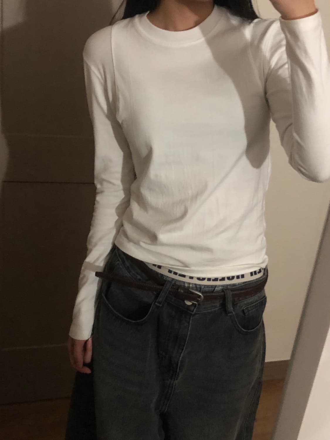 Mutual 뮤추얼 립드 긴팔티 화이트 상품이미지1