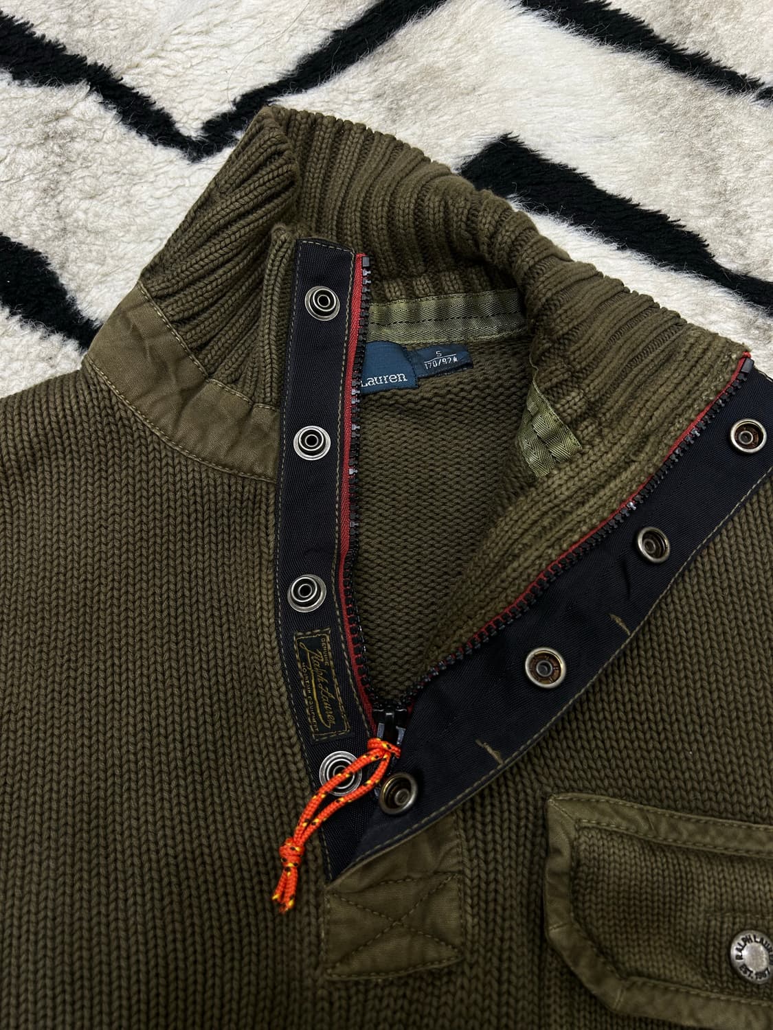 [S]폴로랄프로렌 코만도 숄카라 헤비 니트/빈티키카키 상품이미지5