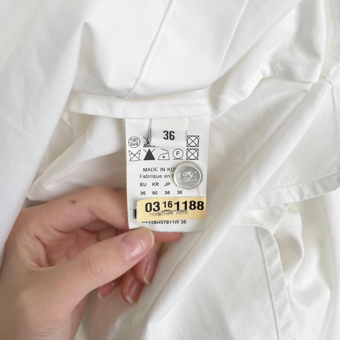 C1 우영미 화이트 체스트 포켓 스틸 로고 오버핏 코튼 셔츠 36사이즈 상품이미지7