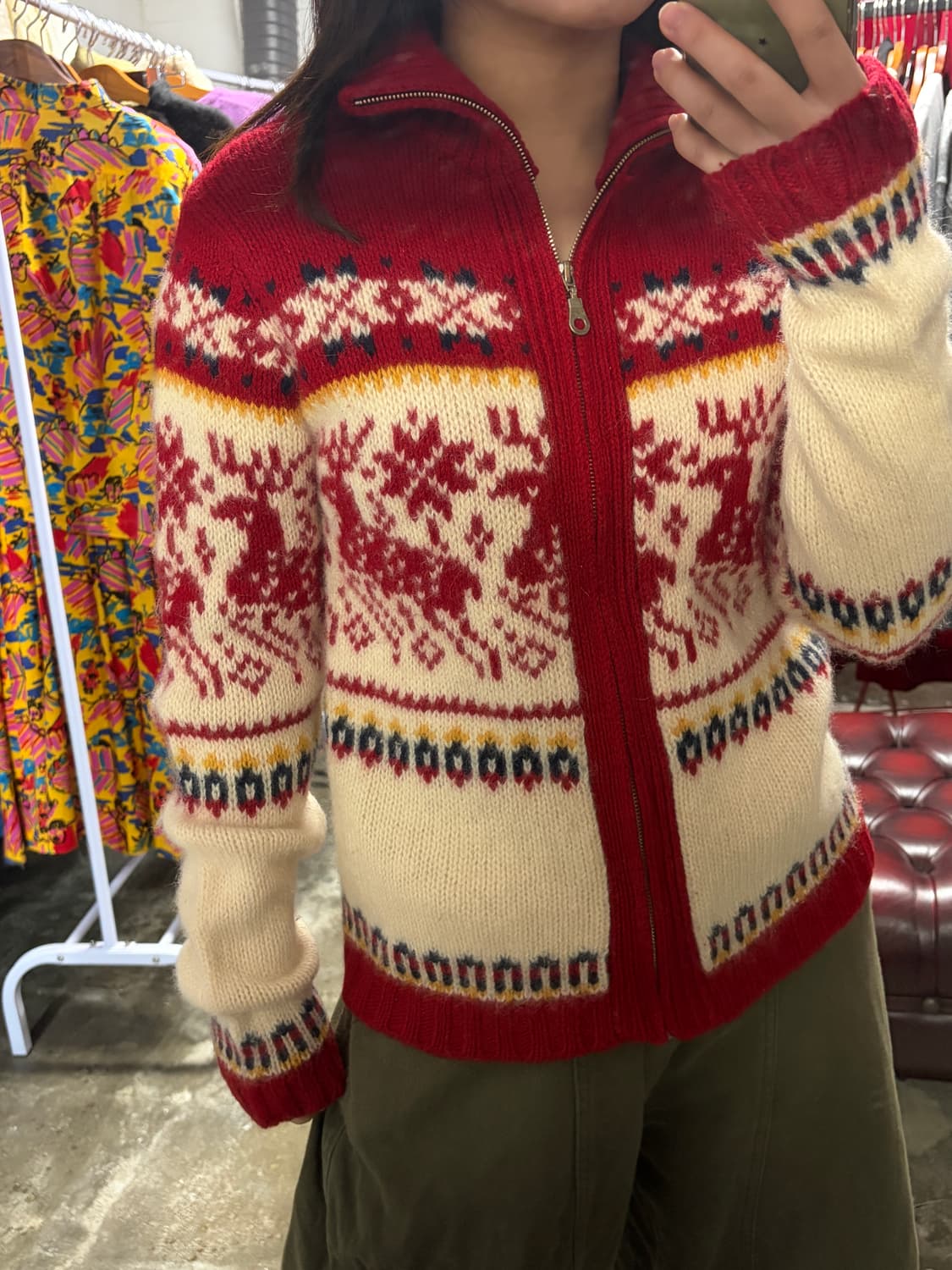 Wool 100% 노르딕 니트 집업 s 울 100%  상품이미지3