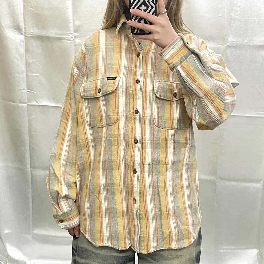 랭글러 베이지 코튼 체크 셔츠 상품이미지1