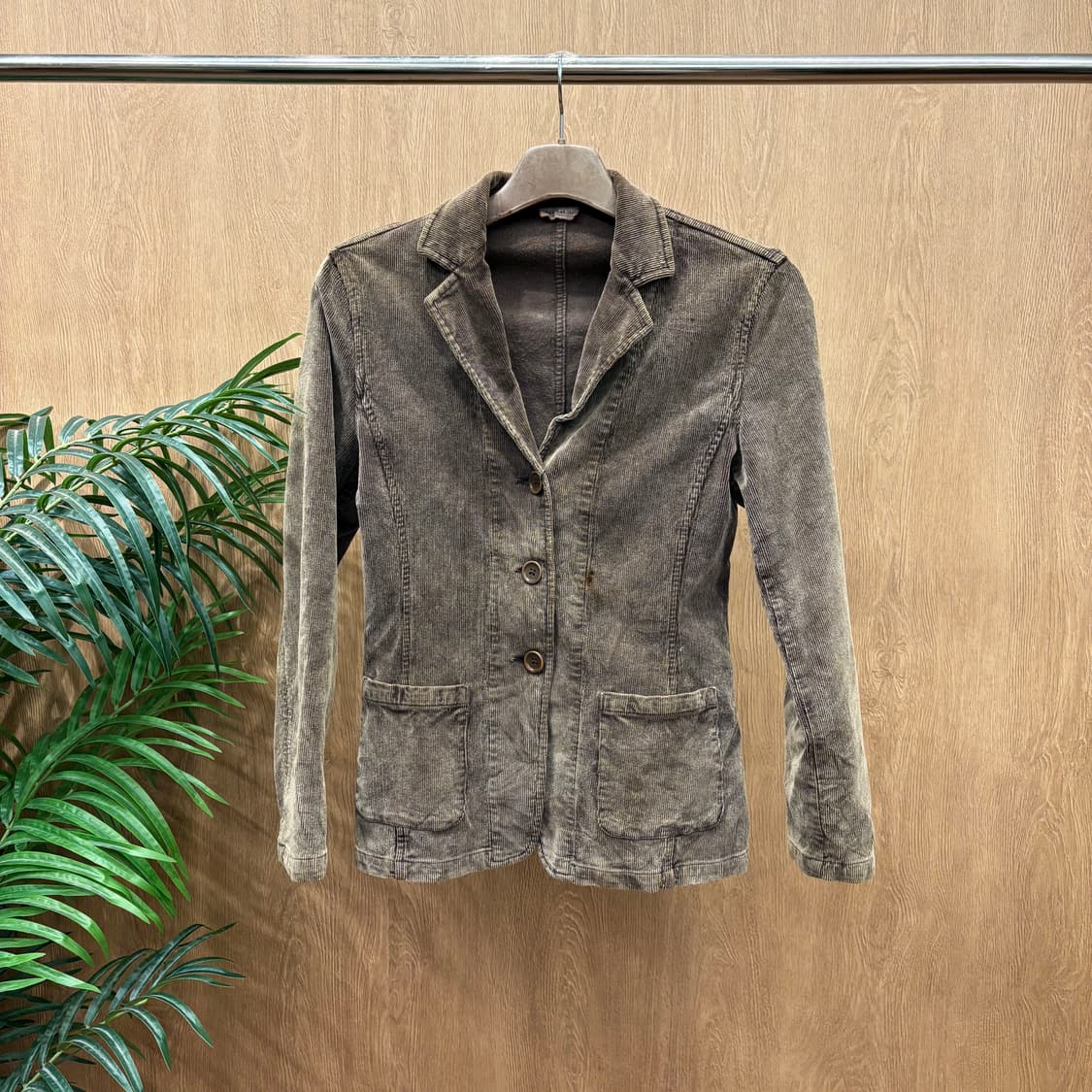 막스앤코 코튼 블레이저 자켓 싱글 브레스티드 코듀로이 디테일 딥브라운 상품이미지1