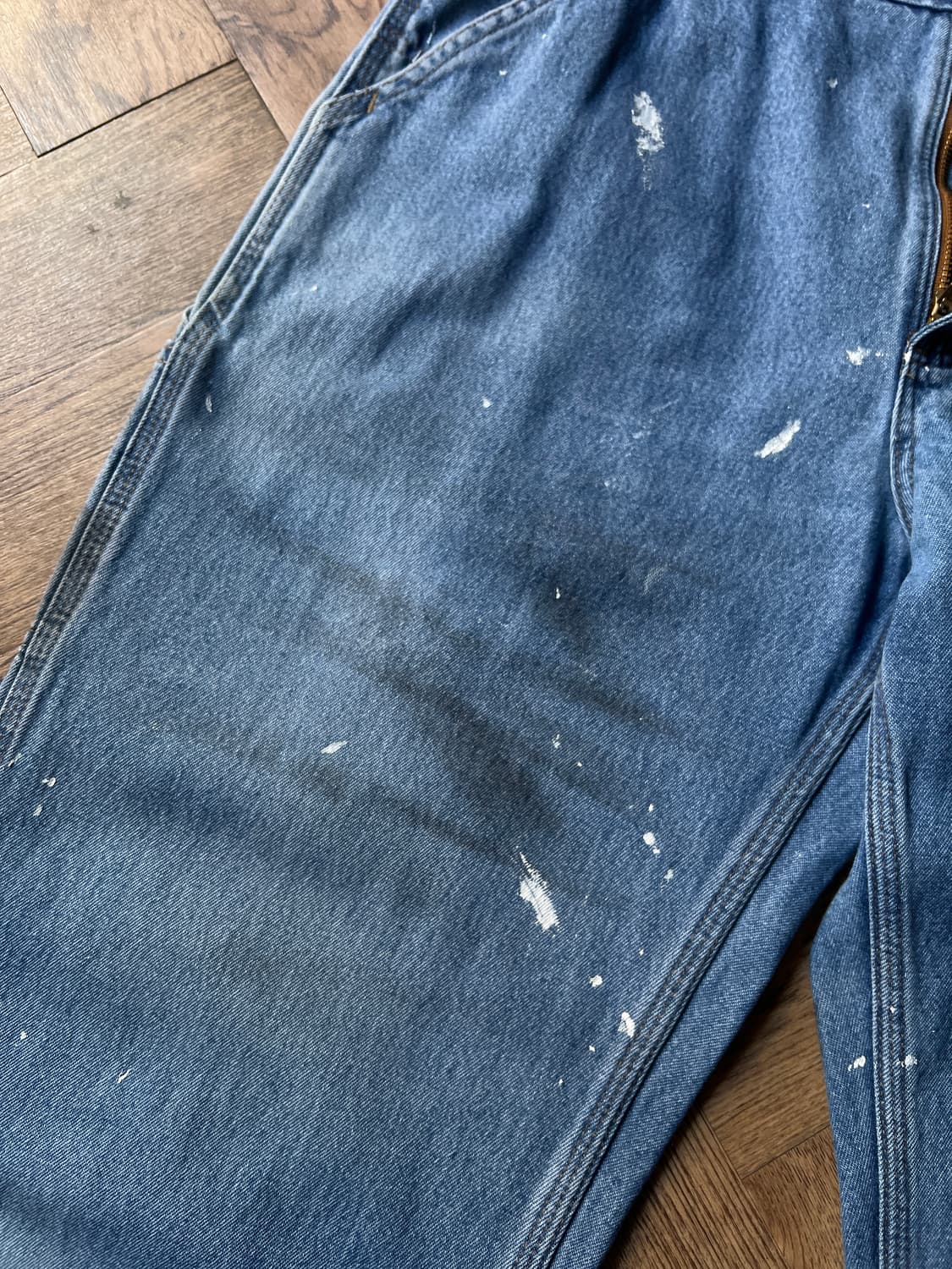 [34]칼하트 USA 빈티지 페인팅 싱글니 카펜터 워크 데님 팬츠 상품이미지4