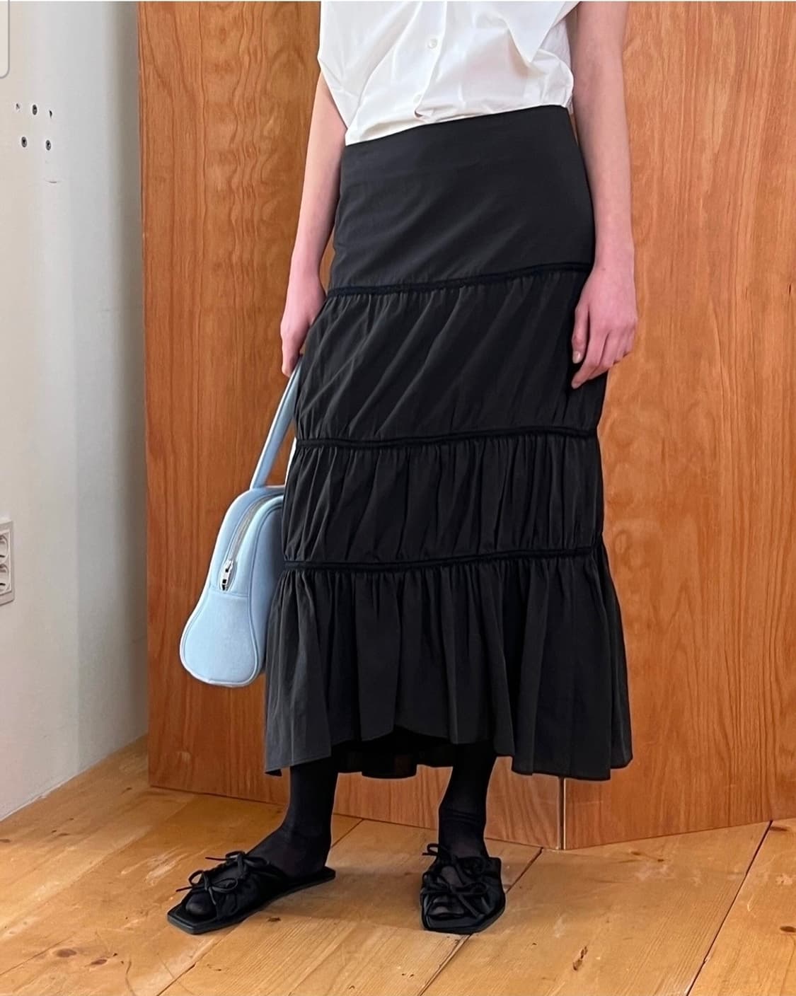 [새상품] 스무드무드black neely tiered skirt 롱스커트 상품이미지3