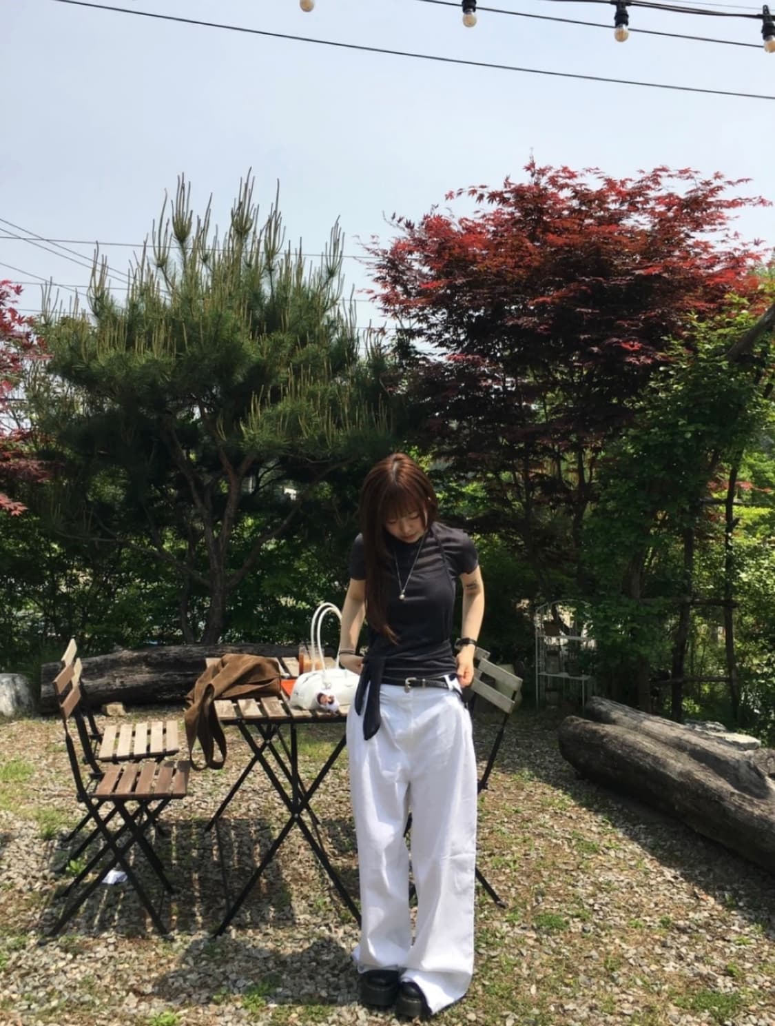 화이트 코튼 와이드 팬츠 상품이미지3