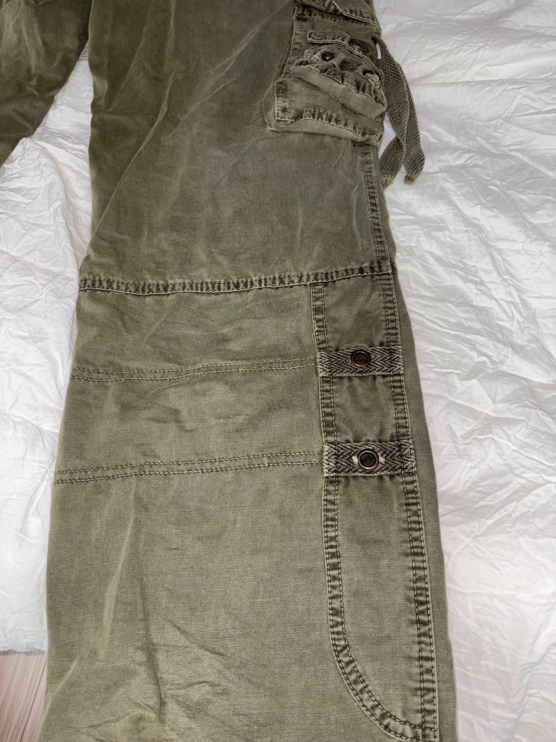 Ba wang cheng 그런지 카고 포켓 와이드 팬츠 상품이미지5