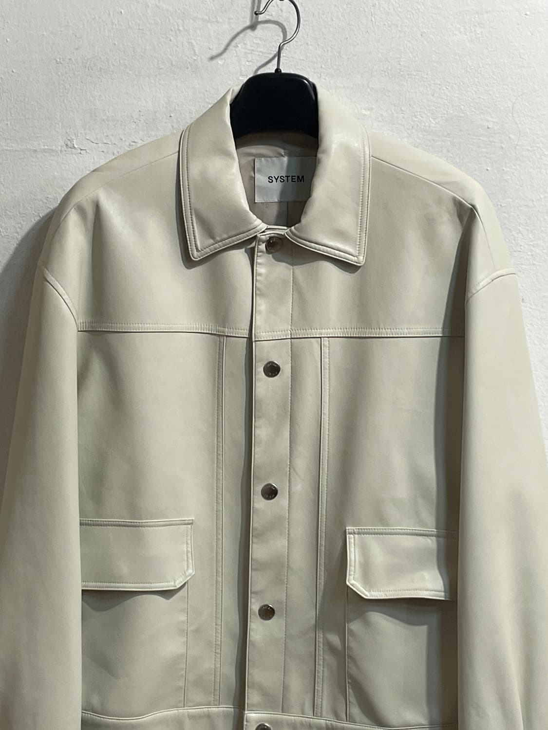 시스템 화이트 레더 자켓 상품이미지2
