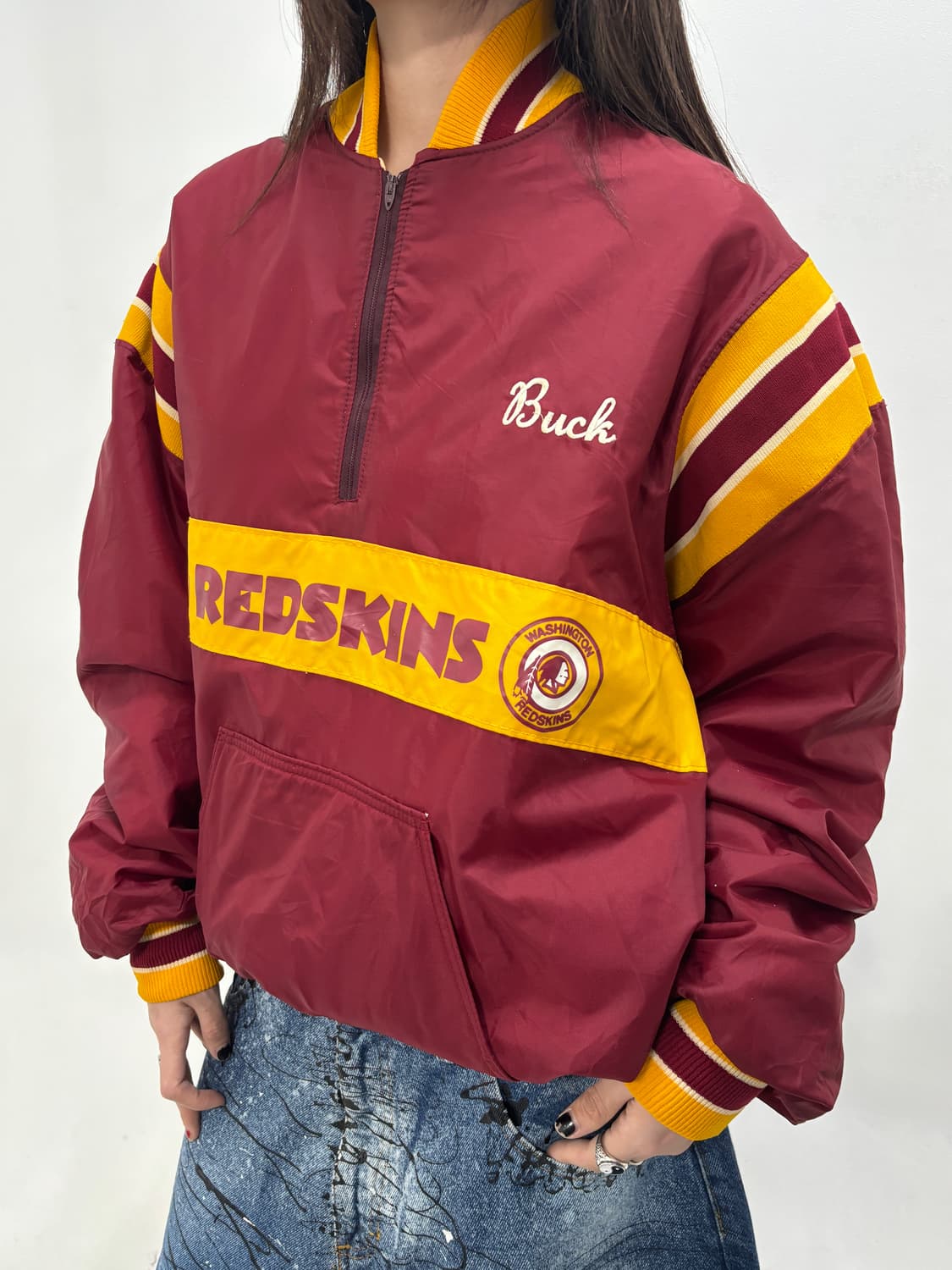 00s 올트스쿨 와인&옐로우 스타디움 반집업아노랏 엑라 상품이미지2