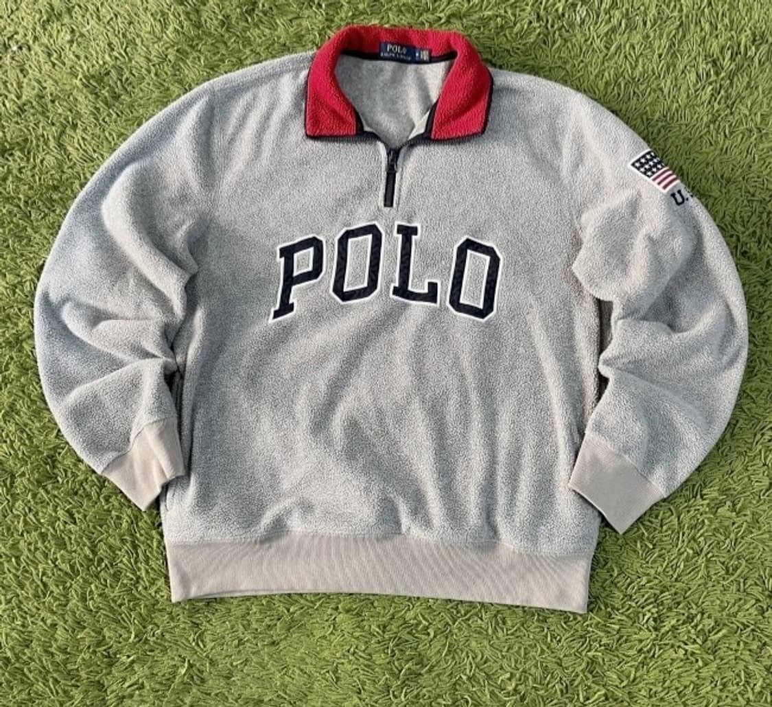 폴로 POLO 랄프로렌 빅로고 성조기 반집업 후리스 100/L 상품이미지1