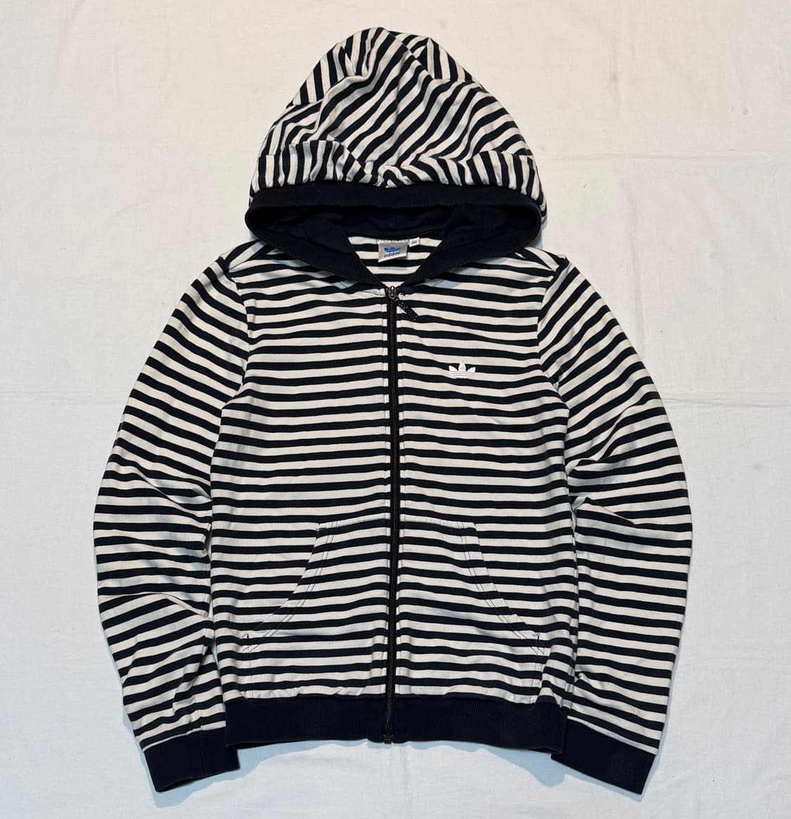 초희귀) 아디다스 스트라이프 후드집업 블랙 화이트 상품이미지1