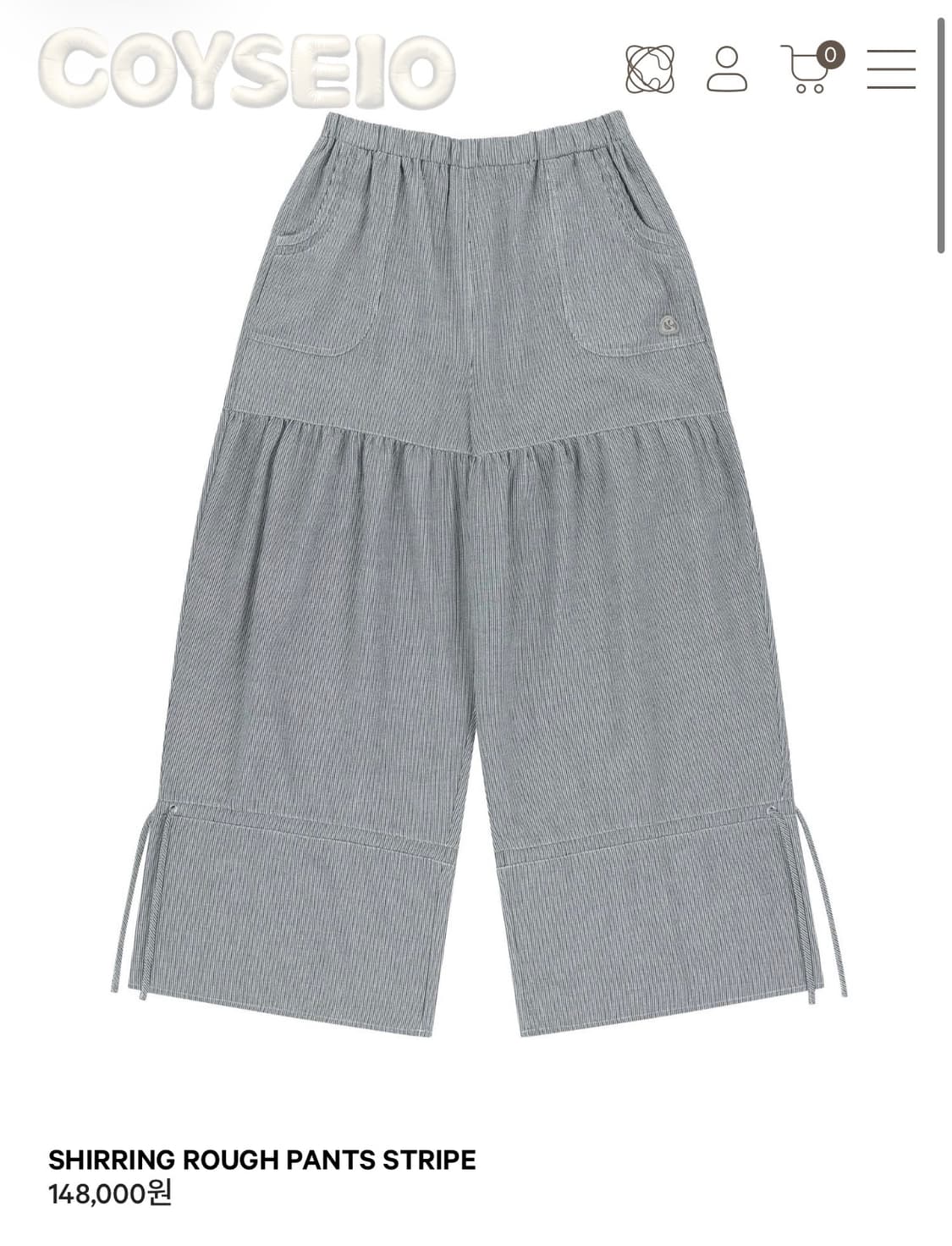 ⭐️구해요⭐️ 코이세이오 셔링 러프 팬츠 - 스트라이프 상품이미지1