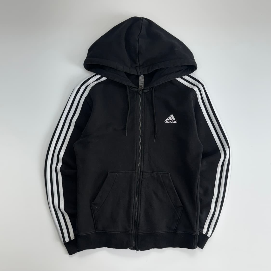 Adidas 아디다스 삼각로고 블랙 트랙탑 후드집업 상품이미지3