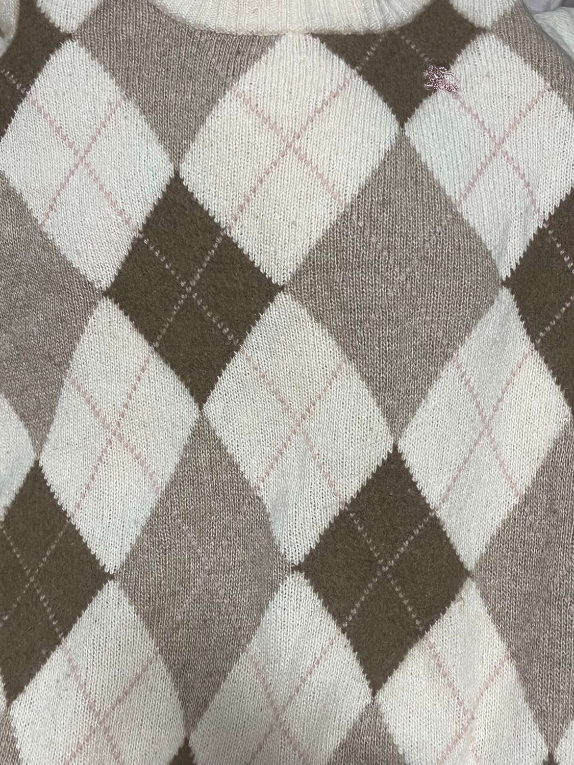 버버리 블루라벨 라떼갸루 아가일 니트 원피스 상품이미지4