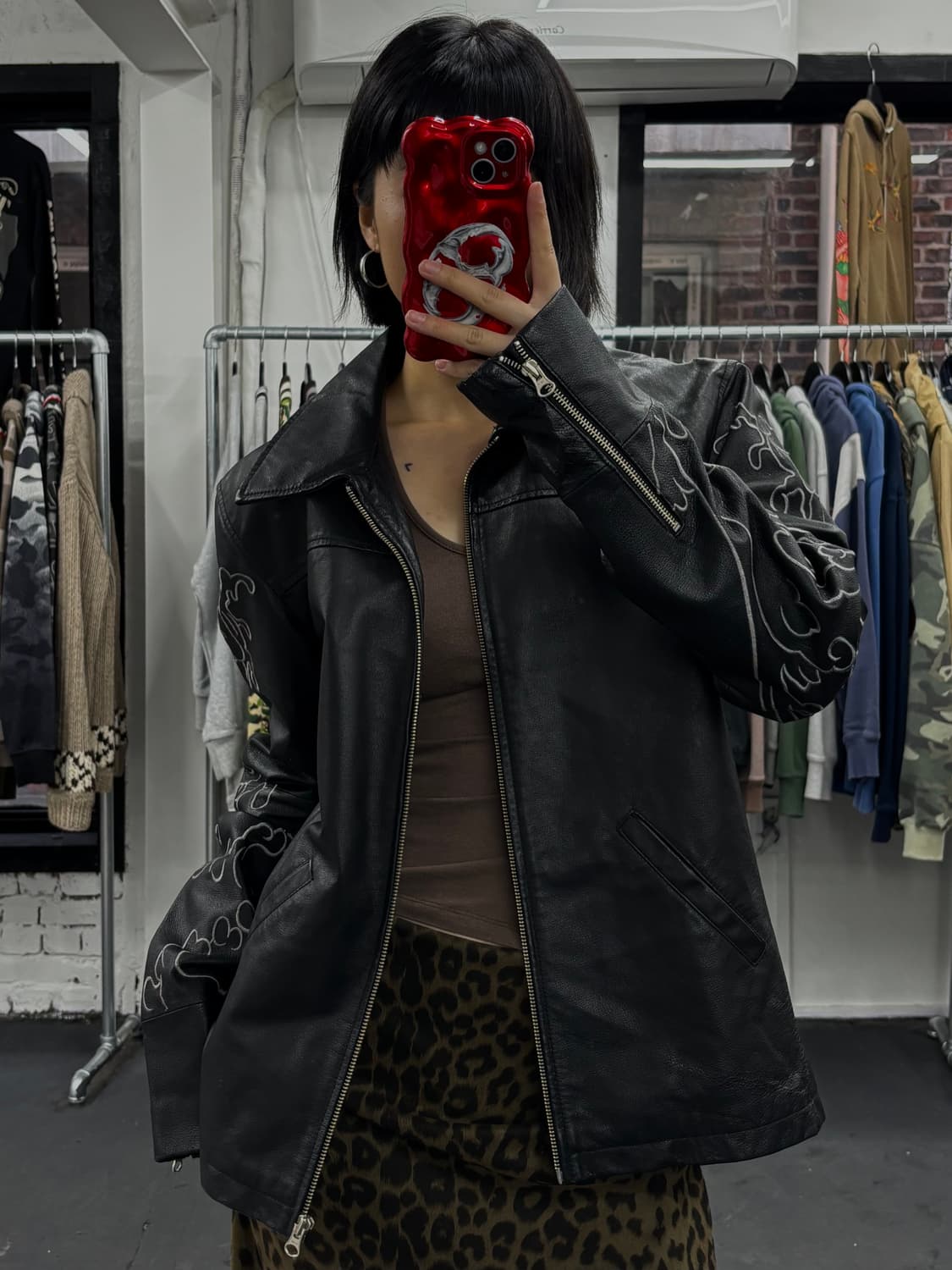 카라쿠리 타마시 오리엔탈 잉어 레더자켓 상품이미지2