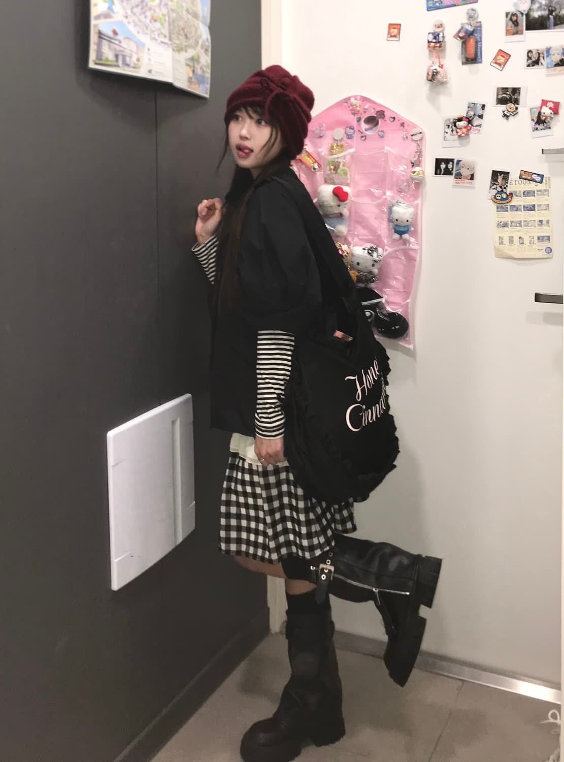 빈티지 데일리 쇼콜라 펑크 블랙 트렌치 코디세트 상품이미지4