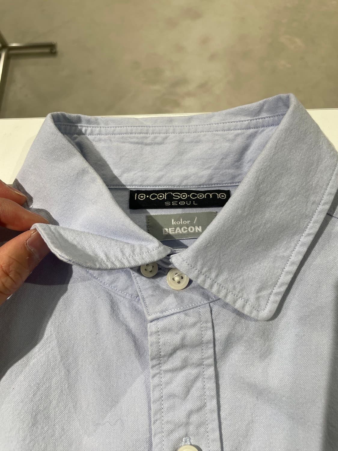 컬러 비콘 스카이 블루 커프스 패널 옥스포드 셔츠  상품이미지7