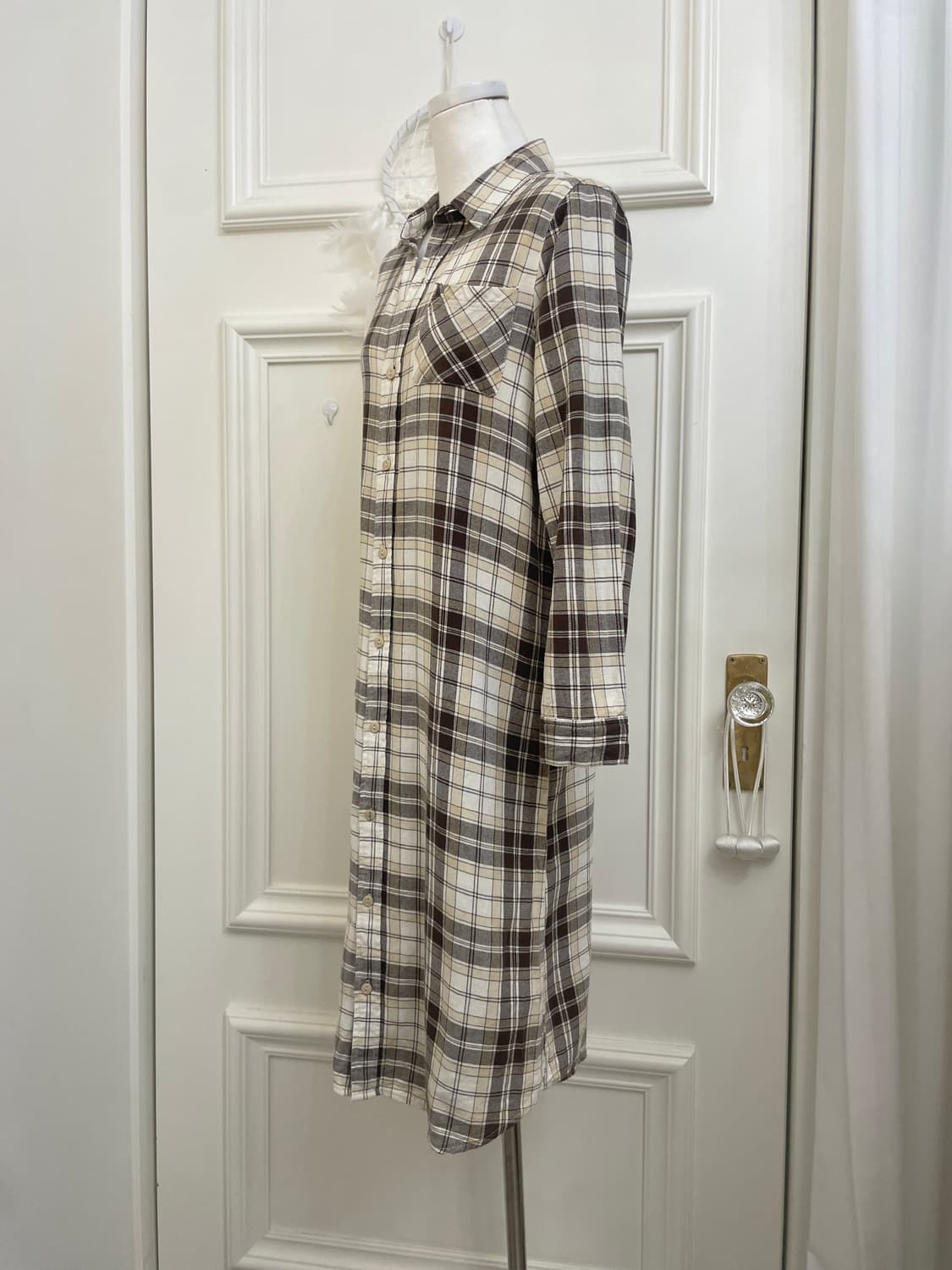 ivory brown check shirt opc(size-M) 상품이미지2