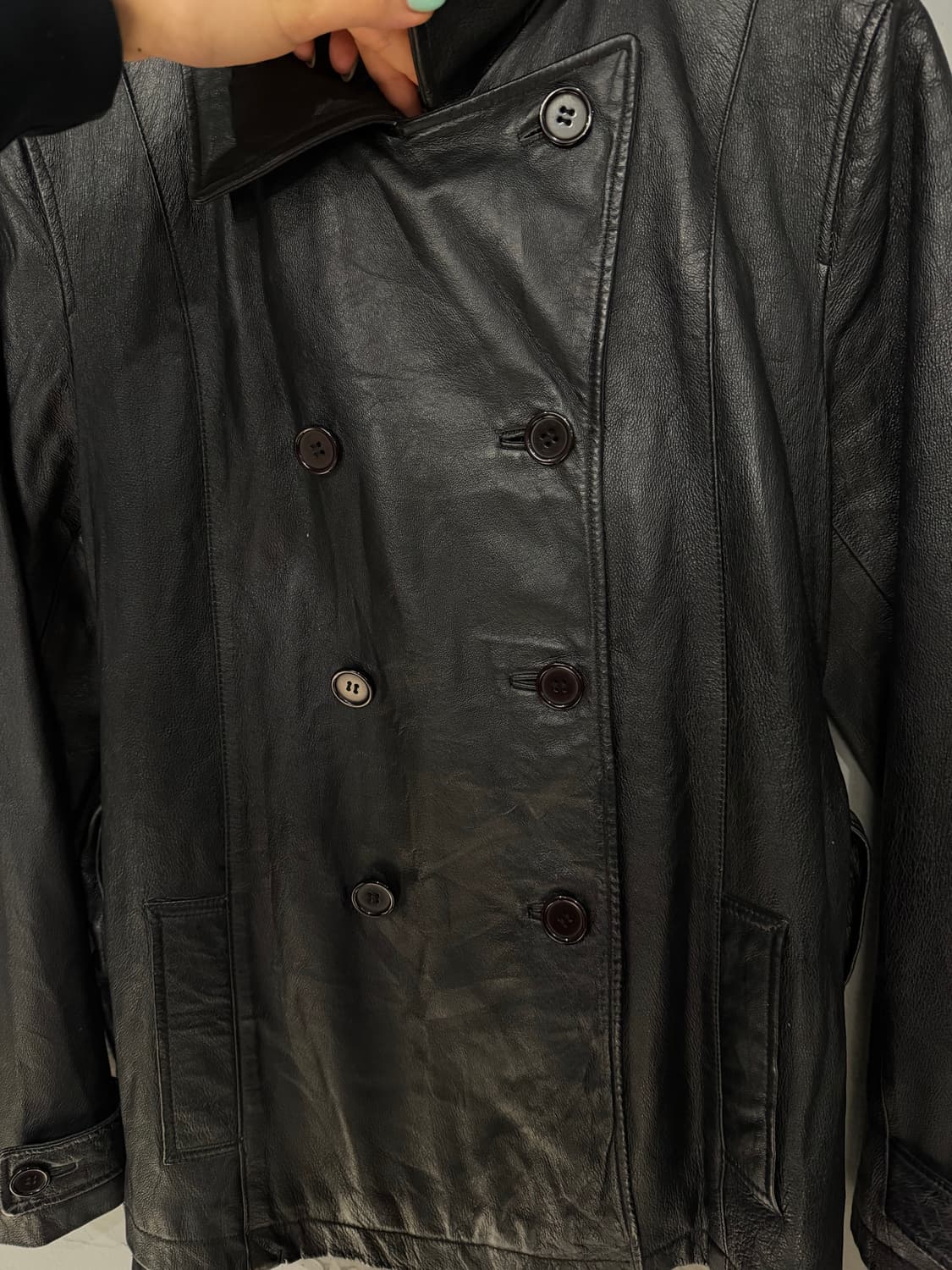 double button strap detail leather jk  상품이미지7