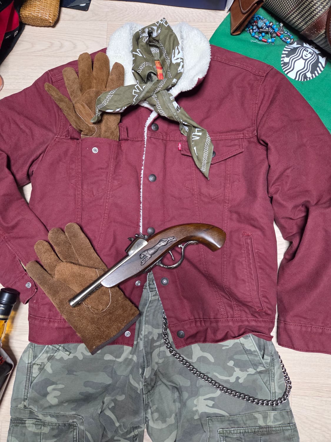 LEVIS 자켓 양털 쉐르파 봄버 트러커 버건디 와인 점퍼 상품이미지3