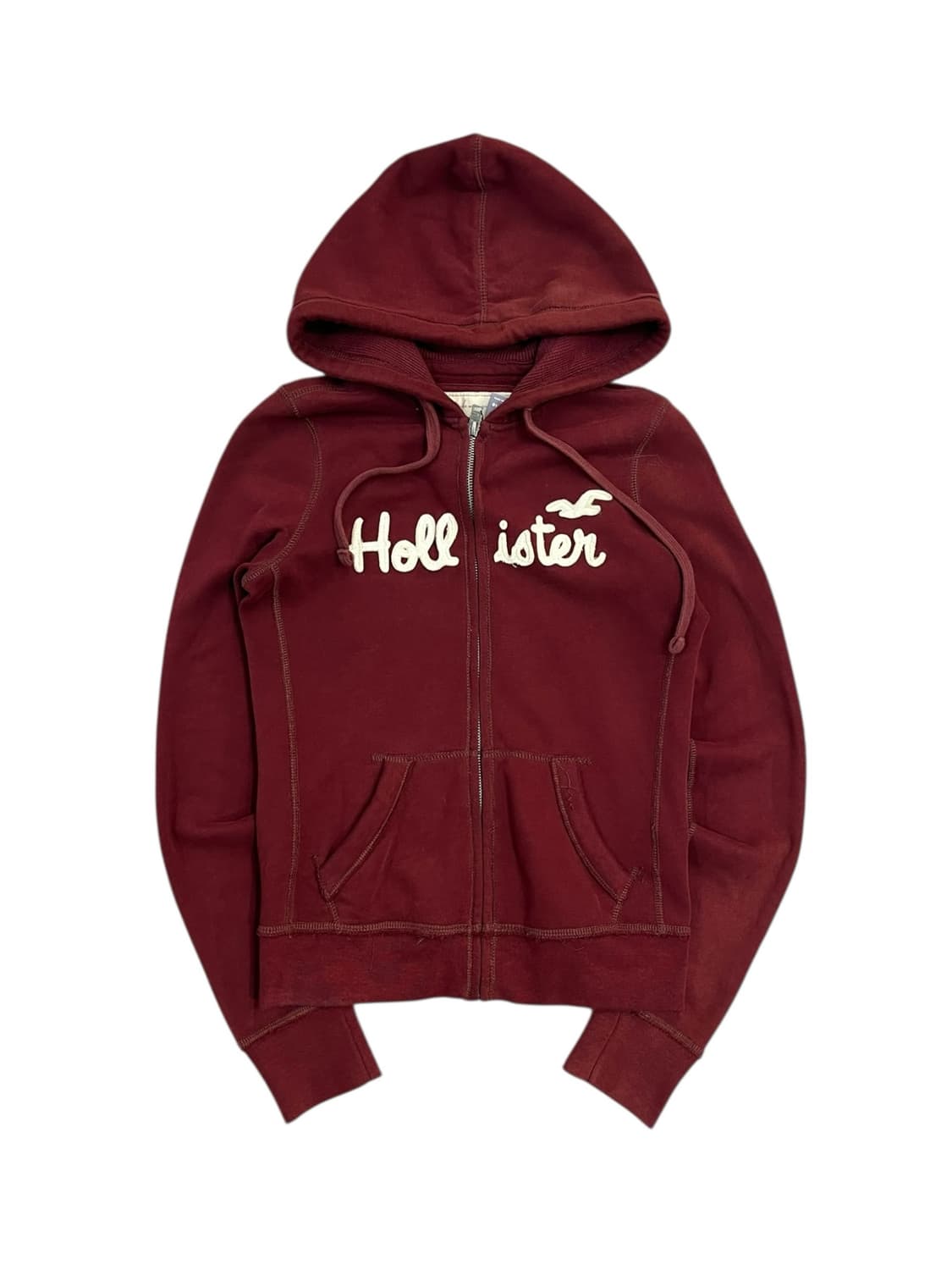 홀리스터 기모 후드집업 버건디 S #csz2734 상품이미지3