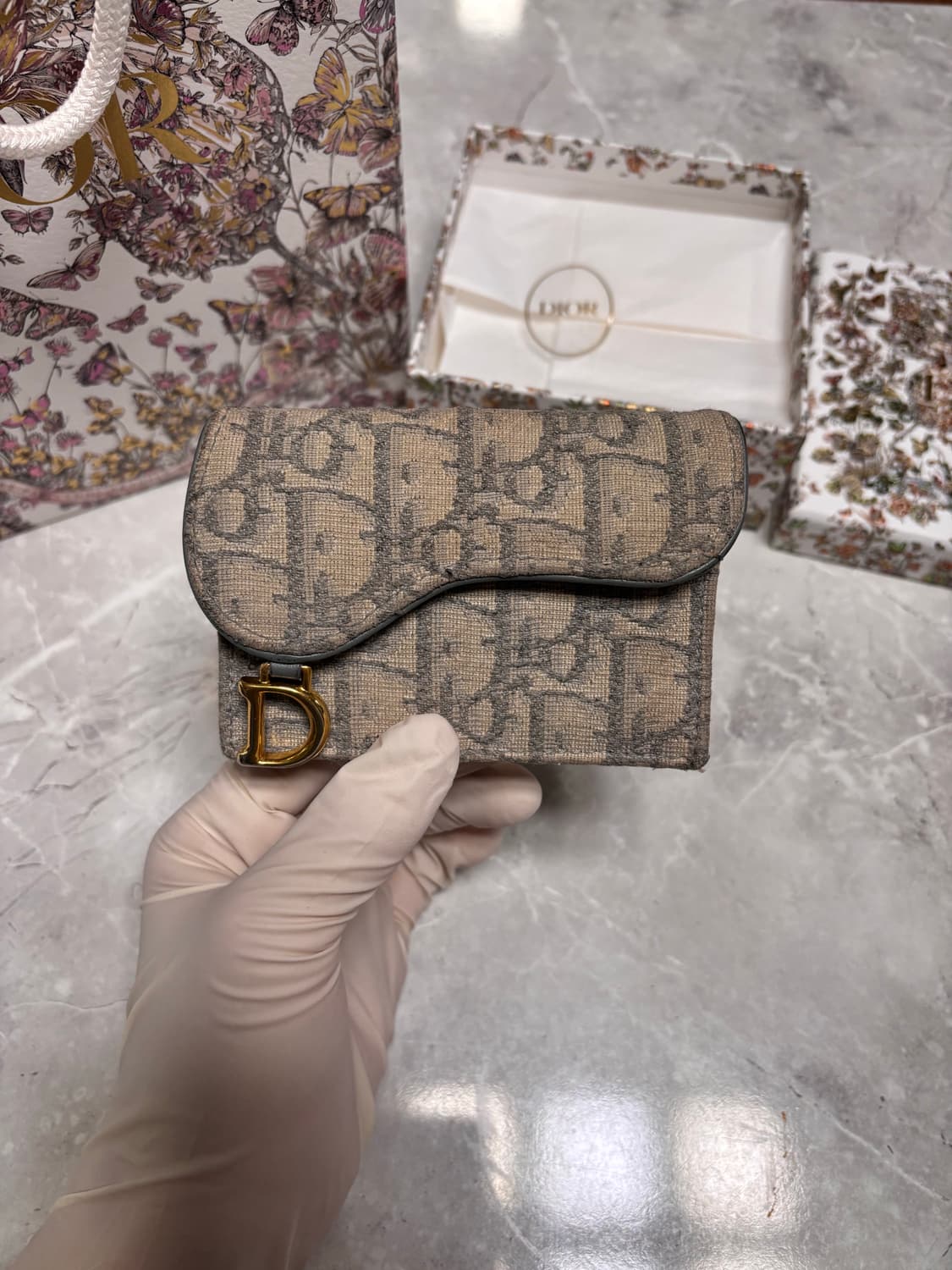 [S급] 풀박스 디올 새들 블룸 오블리크 카드지갑 상품이미지1