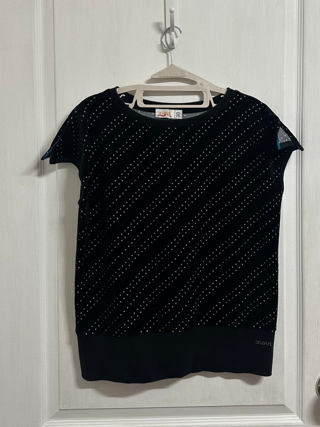 X-girl 엑스걸 벨벳 도트 반팔 도쿄걸 상품이미지1