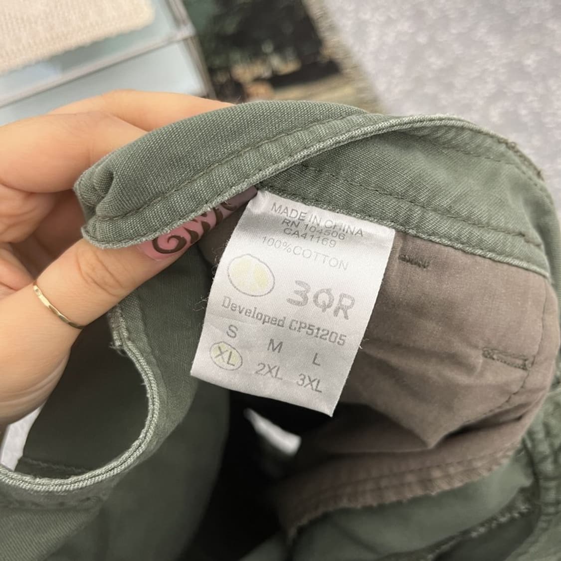3QR 빈티지 스트릿 펑크 말차카키 워크 카고 반바지 XL C11645 상품이미지6