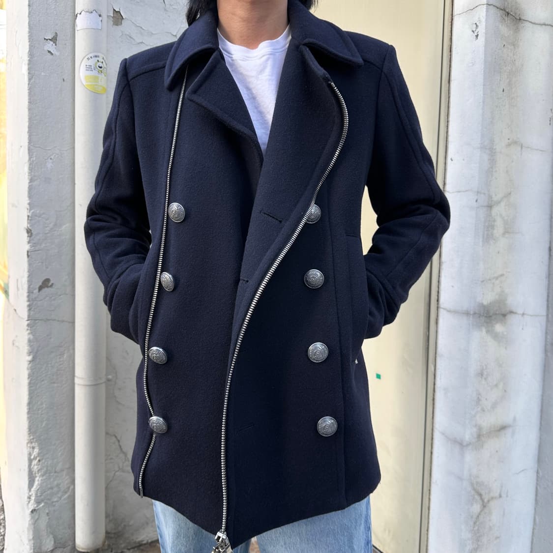 2000s 아카이브 발망 네이비 나폴레옹 피코트 상품이미지1