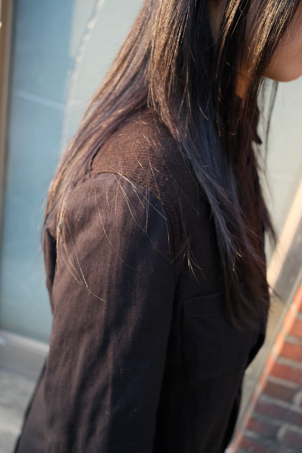 Wool & cotton combi long coat 상품이미지4