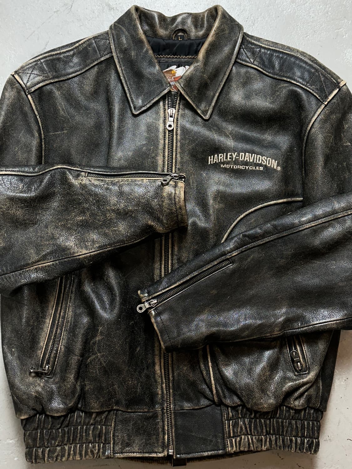 00's 할리데이비슨 레더 봄버 자켓 빈티지 레더자켓 상품이미지8