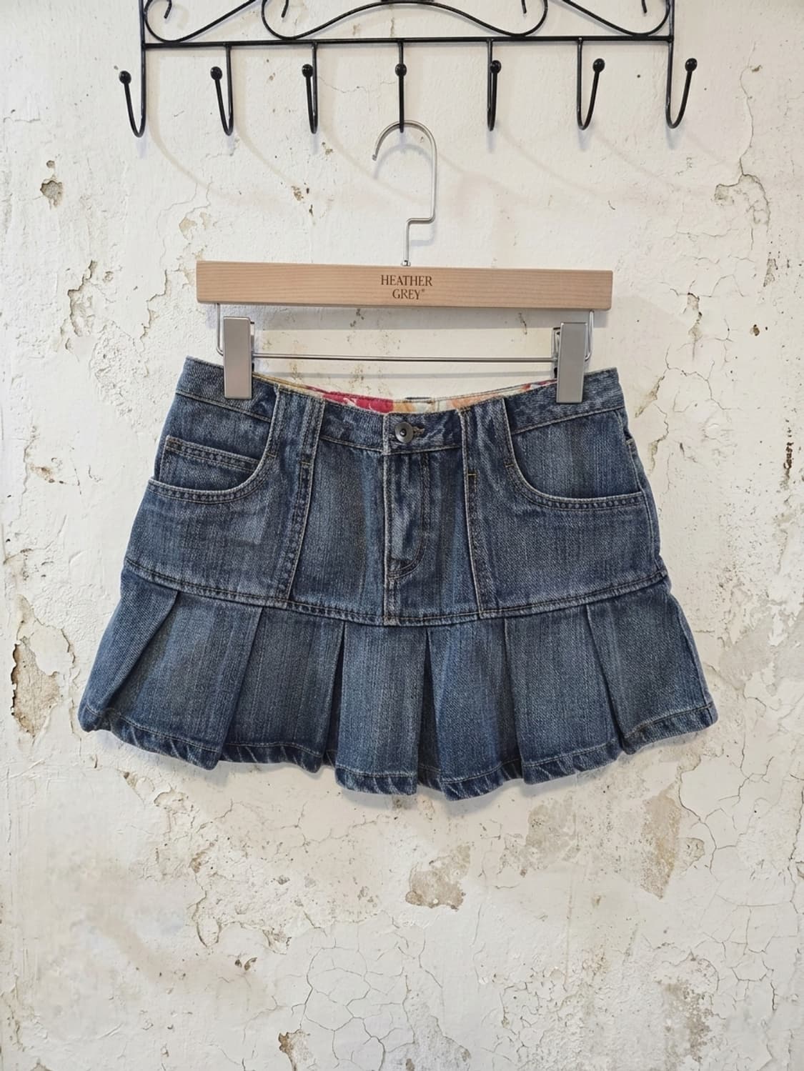 DAKS 데님 플리츠 미니스커트 M 상품이미지1