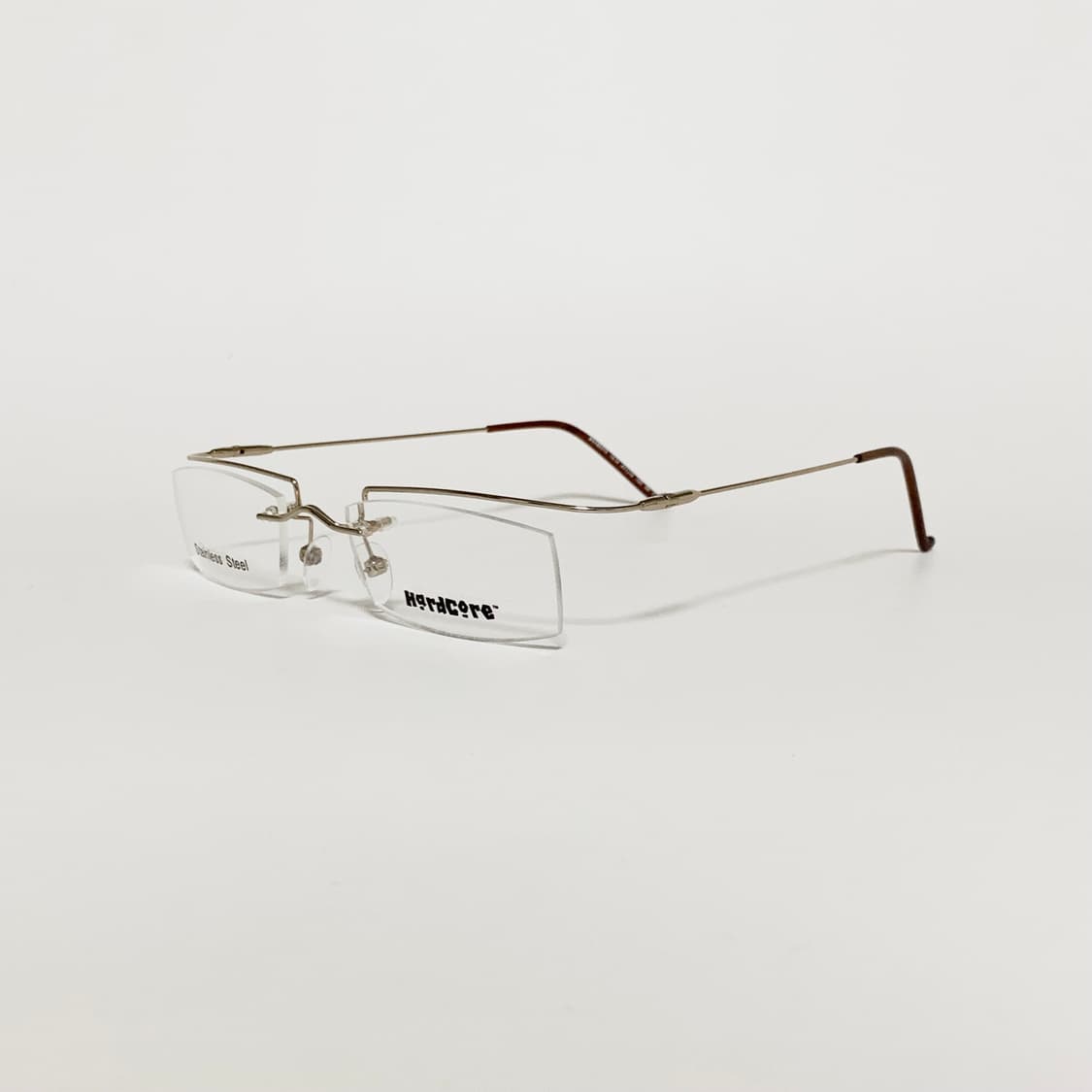 840 골드 데드스탁 남녀공용 무테 직사각 스테인리스 프레임 빈티지안경 상품이미지4