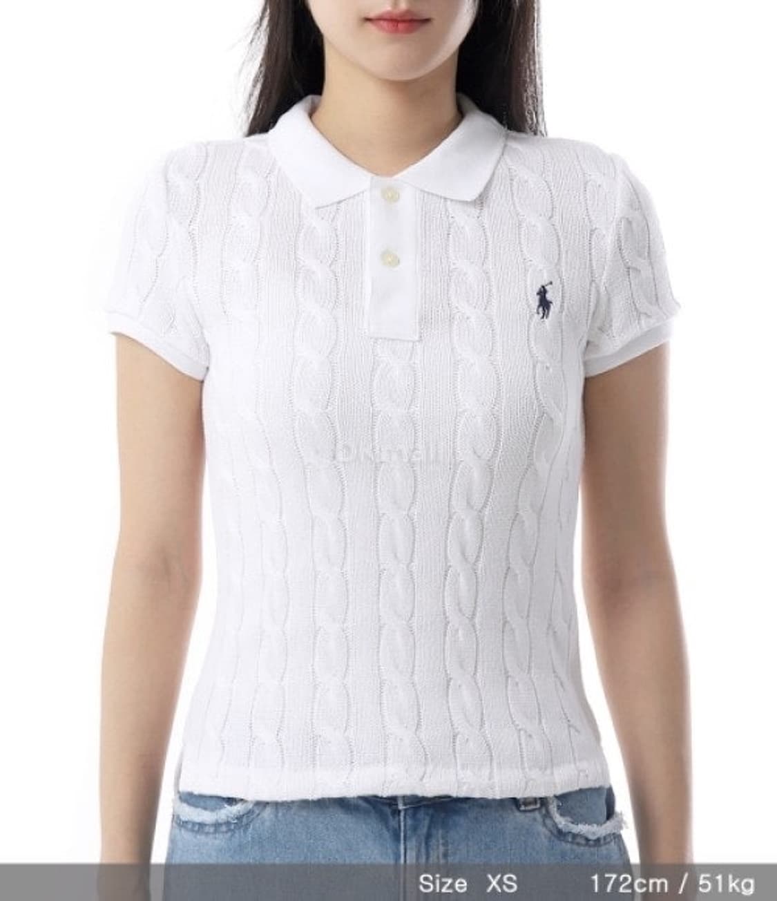 [새상품]폴로 랄프로렌 자수로고 케이블 반팔 니트 화이트 S,M 상품이미지7