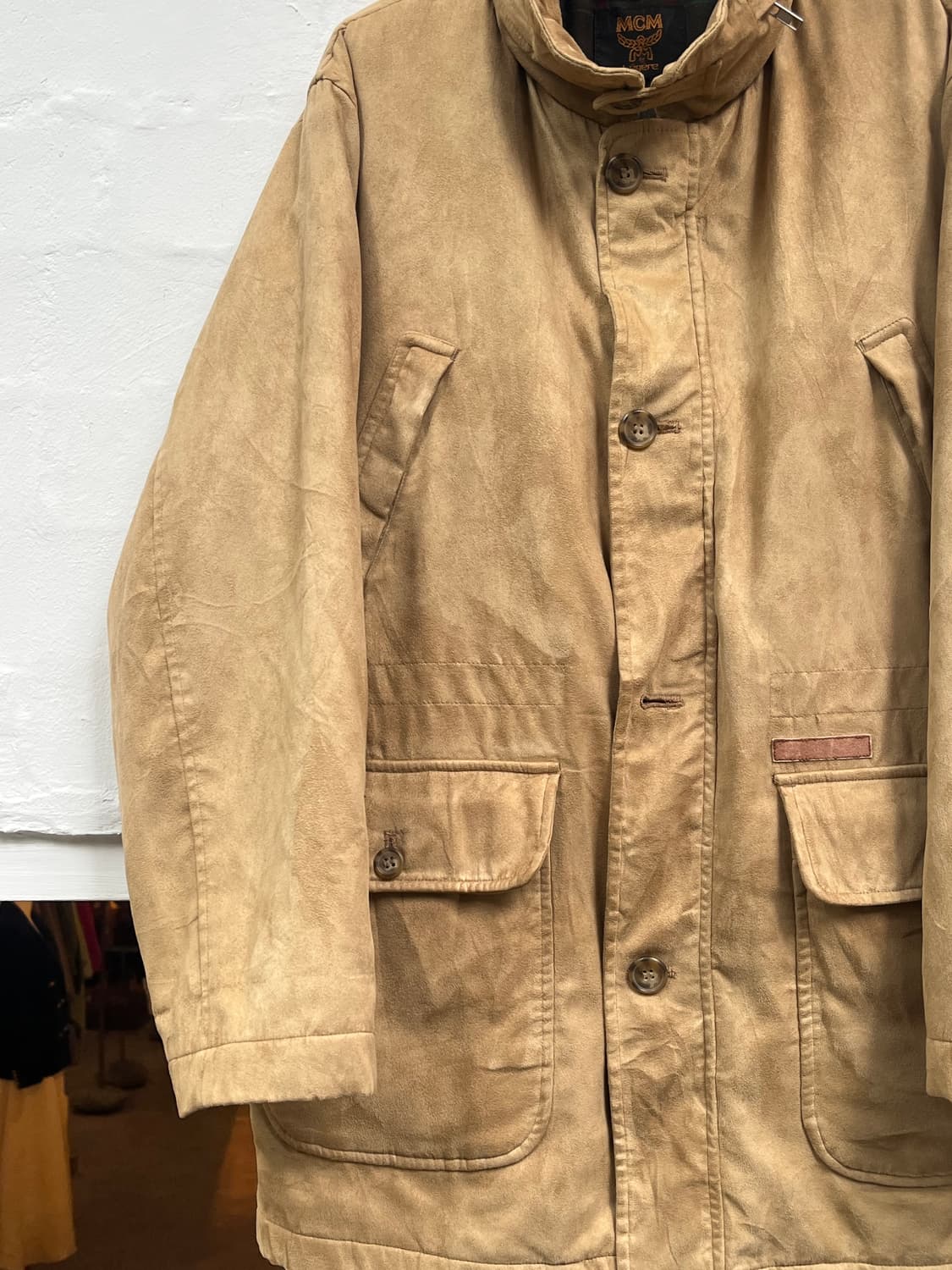 MCM 스웨이드 포켓 브라운 누빔 집업 자켓 M 상품이미지3