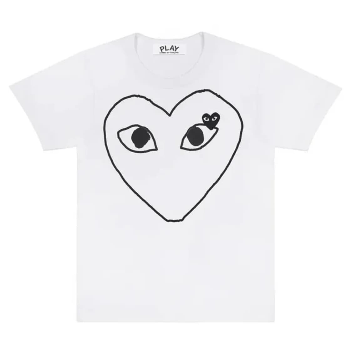 꼼데가르송 플레이 블랙와펜 하트 프린팅 티셔츠 화이트 상품이미지1