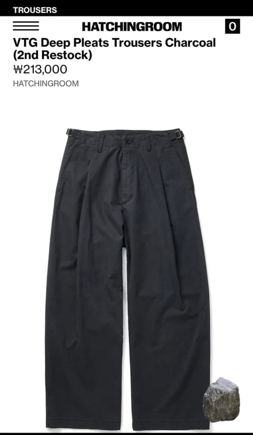 VTG deep pleats Trousers Charcoal 상품이미지1