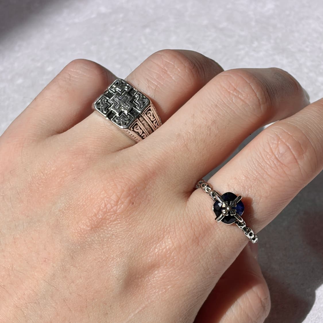 Oribell 볼드 크로스 실버 라지 오픈링 반지 상품이미지7