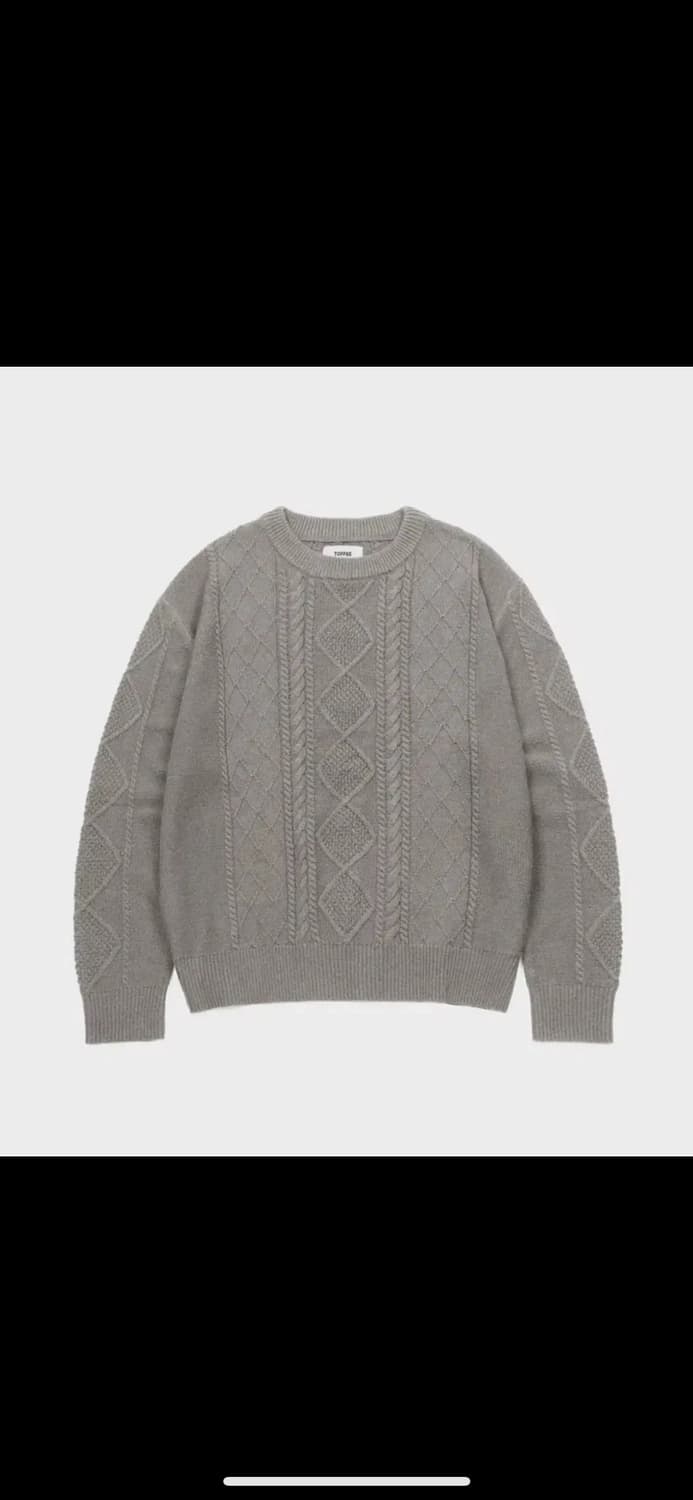  니트 데일리 라운드넥 피셔맨 니트 (MELANGE GREY) L 상품이미지1