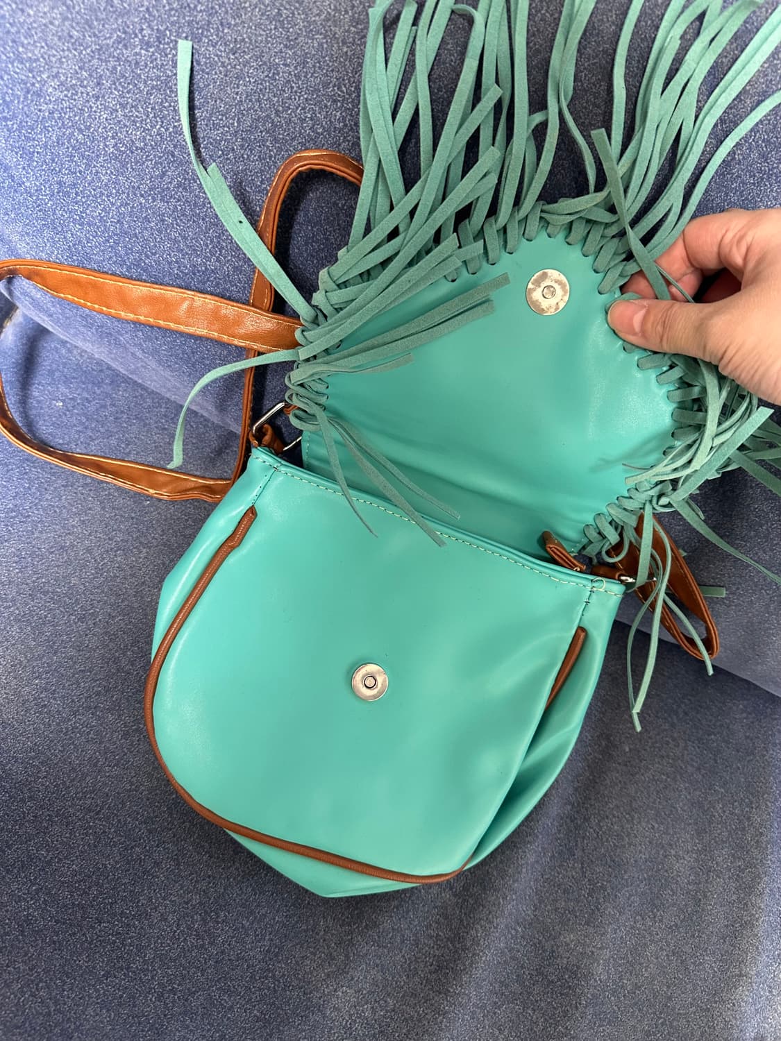 민트 보석 에스닉 수술 프린지 백 JPN 하구미 스즈코 모리걸 하라주쿠 상품이미지3