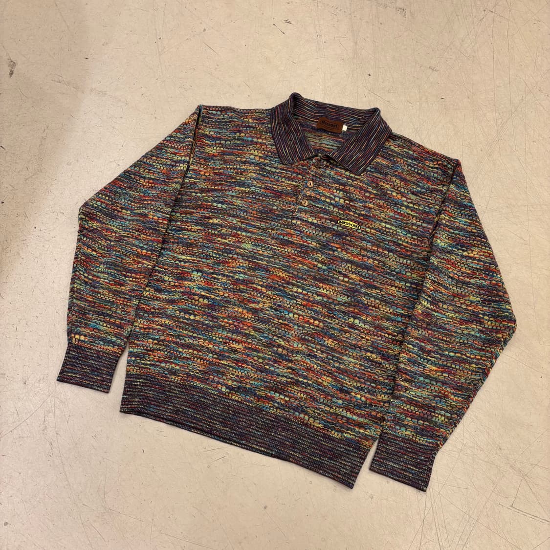 미쏘니 컬러 패턴 니트 카라티 상품이미지1